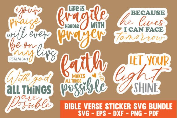 Christian Bible Verse Sticker SVG Bundle for Branding