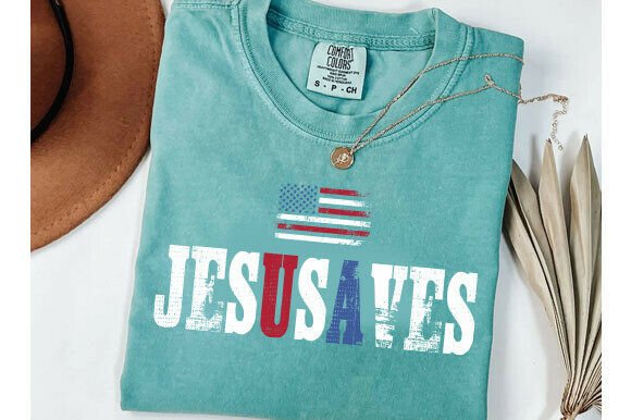 Jesus Saves PNG: Christian 4th of July T-Shirt Graphics