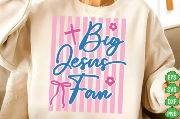 Striped Big Jesus Fan PNG, Jesus SVG Graphics and T-Shirt Designs