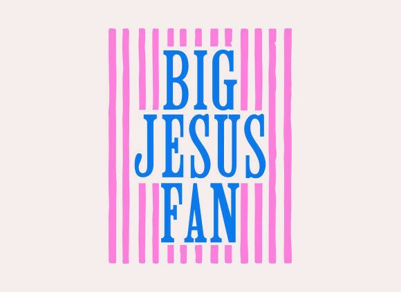 Striped Big Jesus Fan SVG PNG for Faith Graphics